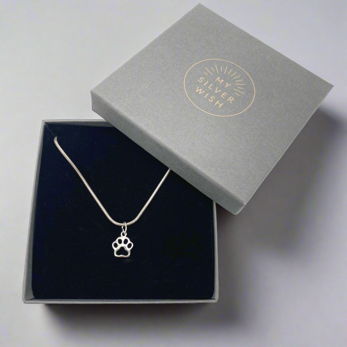Sterling Silver Necklace with Dog Paw Pendant by My Silver Wish
