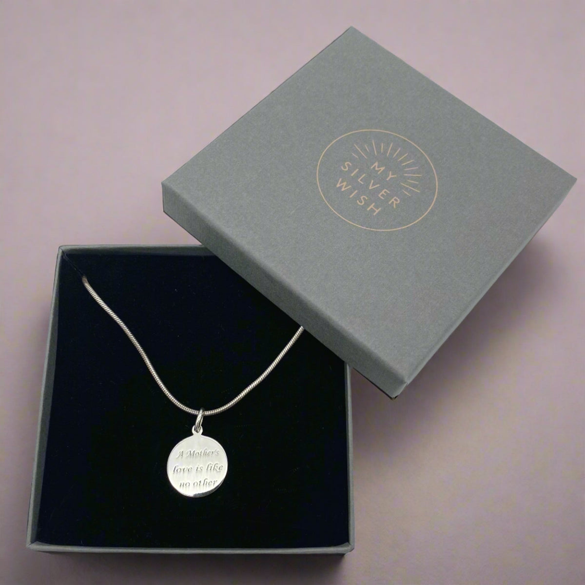 Sterling Silver Necklace with "A Mother's Love is Like No Other" Pendant by My Silver Wish
