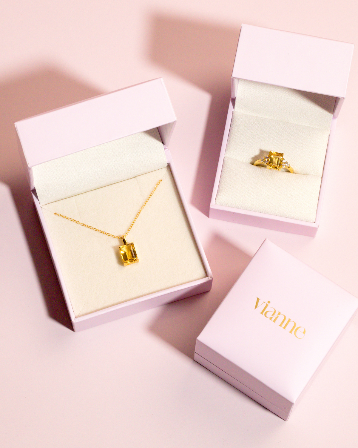Jewellery in a pink gift box