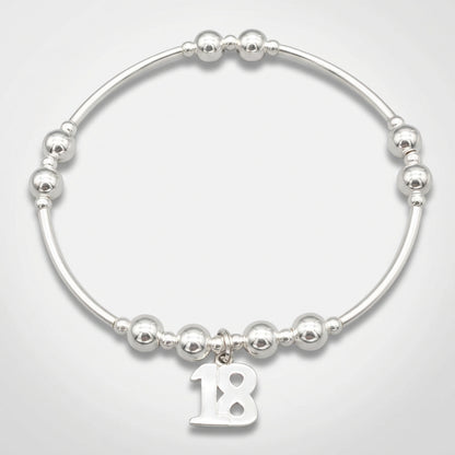 18th Birthday charm girl's sterling silver stacking bracelet by My Silver Wish