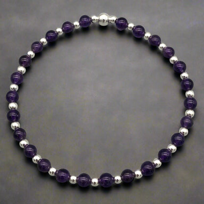 Amethyst Healing Crystal Sterling Silver Men's Bracelet by MSW