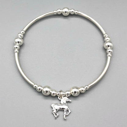 Horse charm sterling silver stacking bracelet for her by My Silver Wish