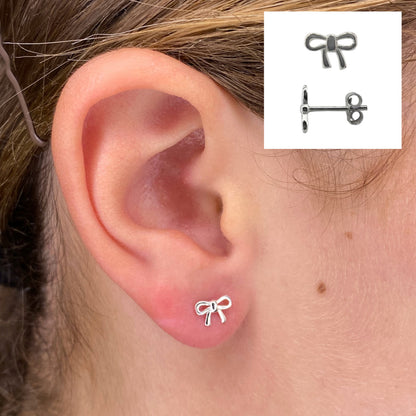 Ribbon bow sterling silver stud earrings by My Silver Wish