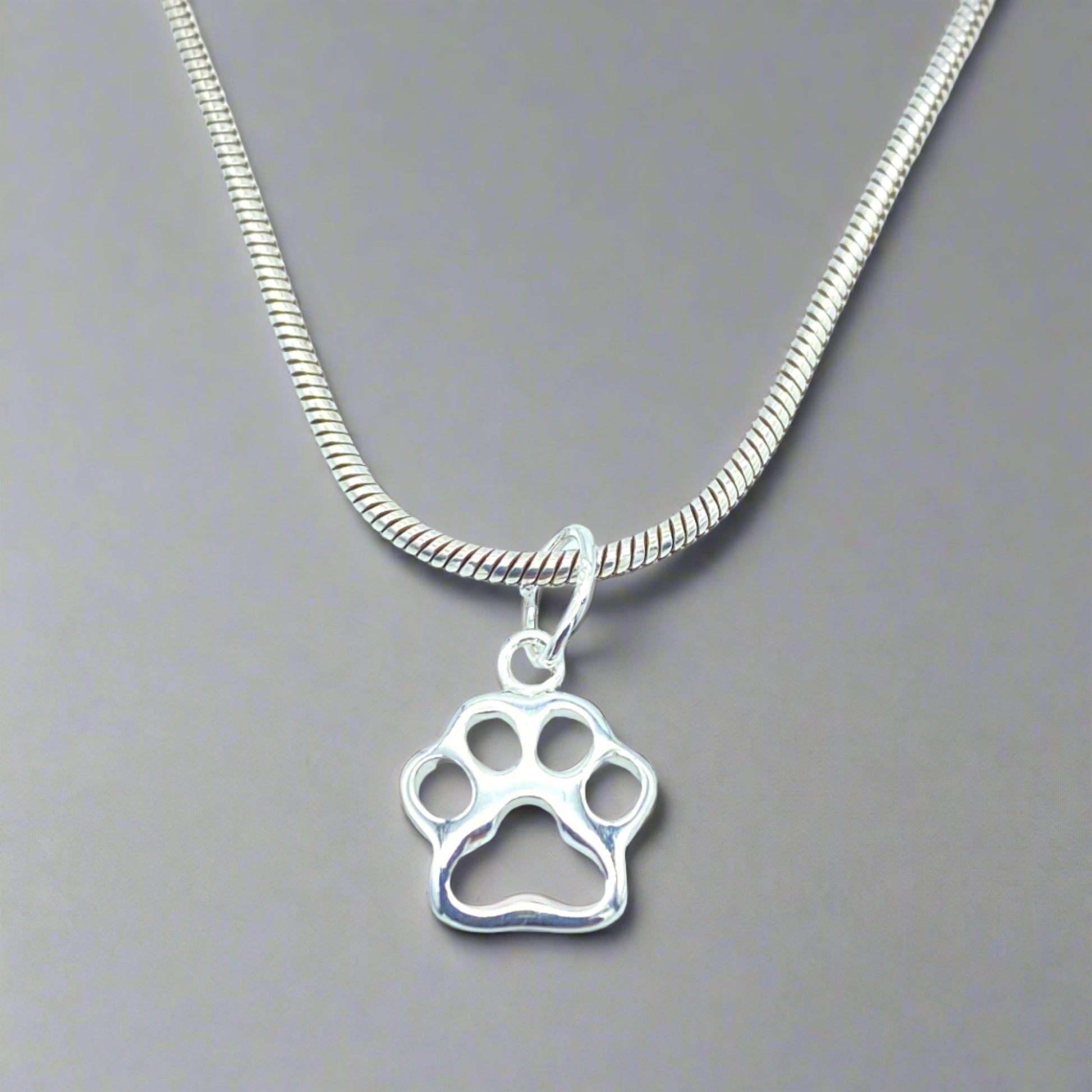 Sterling Silver Necklace with Dog Paw Pendant by My Silver Wish