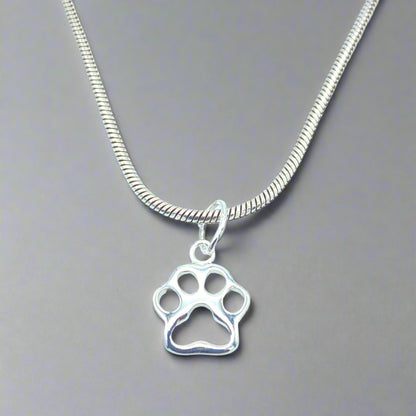 Sterling Silver Necklace with Dog Paw Pendant by My Silver Wish
