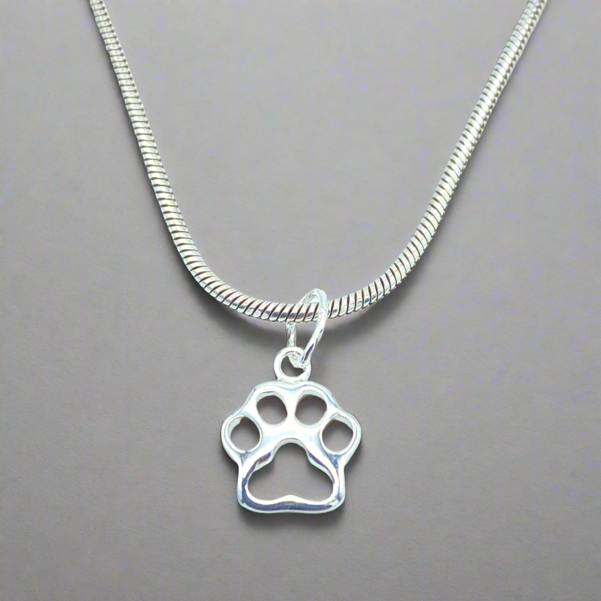 Sterling Silver Necklace with Cat Paw Pendant by My Silver Wish