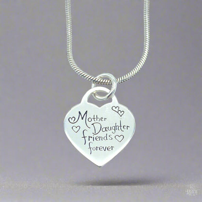 Sterling Silver Necklace with "Mother Daughter" Pendant by My Silver Wish