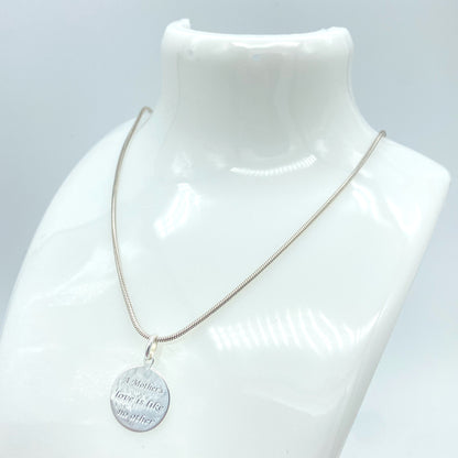 Sterling Silver Necklace with "A Mother's Love is Like No Other" Pendant by My Silver Wish