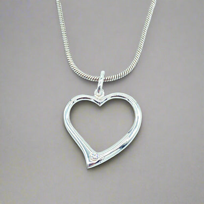 Sterling Silver Necklace with Open Heart Pendant by My Silver Wish