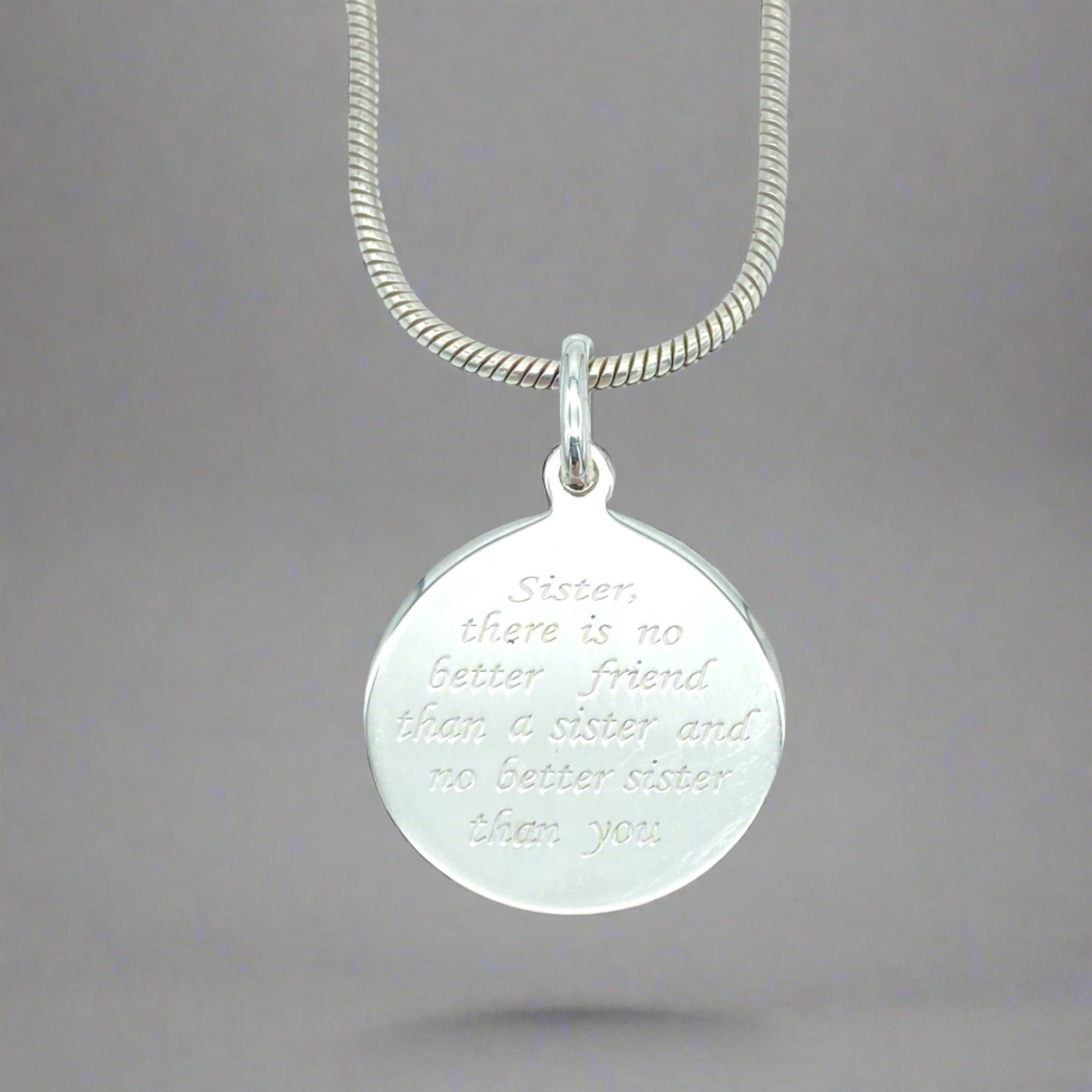 Sterling Silver Necklace with Sister Pendant by My Silver Wish