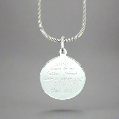 Sterling Silver Necklace with Sister Pendant by My Silver Wish