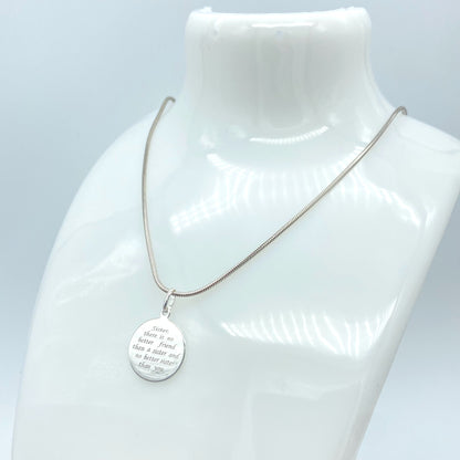 Sterling Silver Necklace with Sister Pendant by My Silver Wish