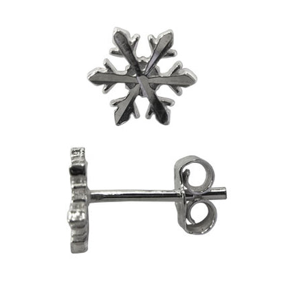 Snowflake charm sterling silver hand-made women's stacking bracelet and earring gift set