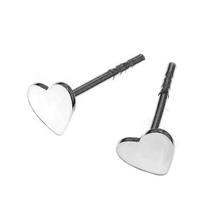 Diamond heart charm sterling silver hand-made women's stacking bracelet and earring gift set