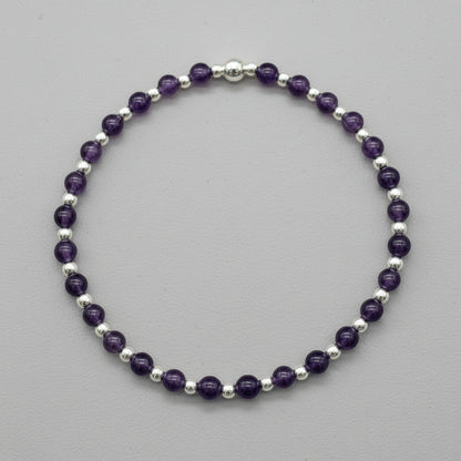 Amethyst Healing Crystal Sterling Silver Women's Stacking Bracelet by My Silver Wish