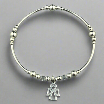 Angel charm women's sterling silver stacking bracelet by My Silver Wish