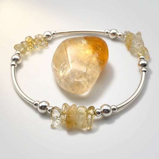 Citrine healing crystal & sterling silver women's stacking bracelet by My Silver Wish