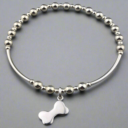 Dog Bone Charm Women's Sterling Silver Stacking Bracelet by My Silver Wish