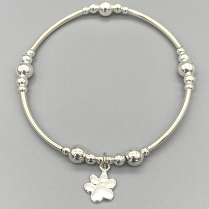 Dog paw charm women's sterling silver stacking bracelet by My Silver Wish