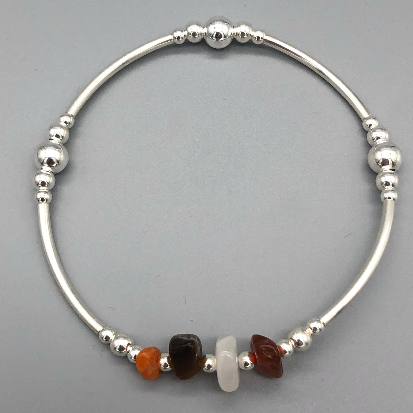 Confidence healing crystal and sterling silver women's stacking charm bracelet by My Silver Wish