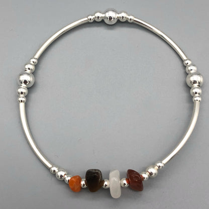 Confidence healing crystal and sterling silver women's stacking charm bracelet by My Silver Wish