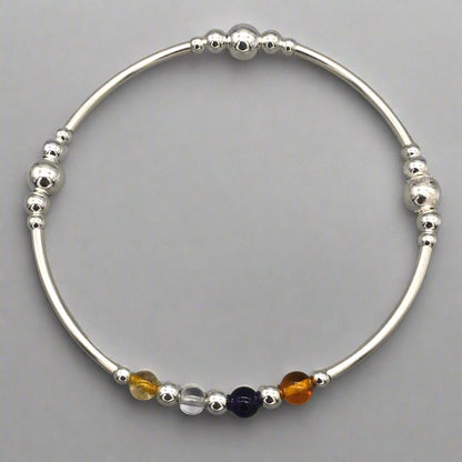 Head calm women's silver healing crystal beads stacking charm bracelet by My Silver Wish