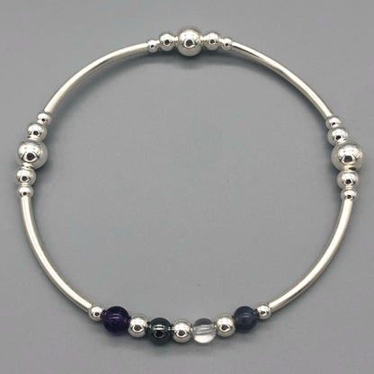 Weight loss healing women's crystal beaded sterling silver stacking charm bracelet by My Silver Wish
