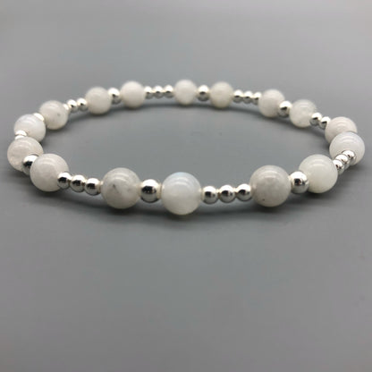 Moonstone crystal and sterling silver women's stacking bracelet by My Silver Wish