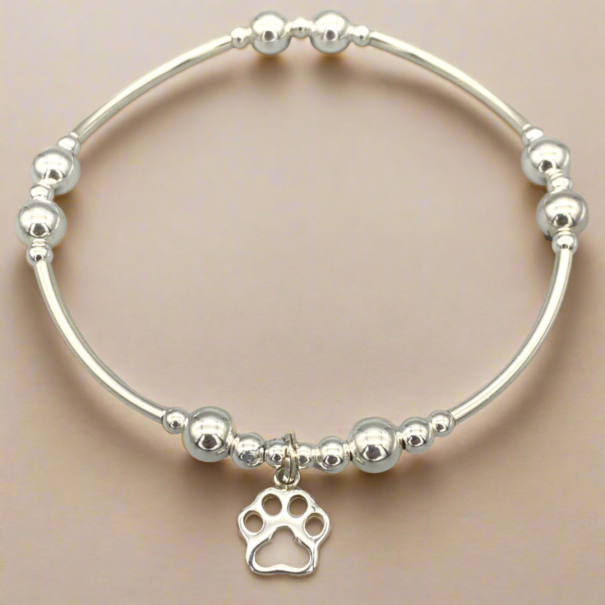 Cat Paw Charm Women's Sterling Silver Stacking Bracelet by My Silver Wish