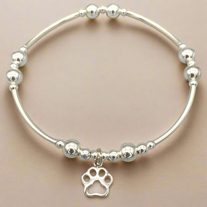 Cat Paw Charm Women's Sterling Silver Stacking Bracelet by My Silver Wish