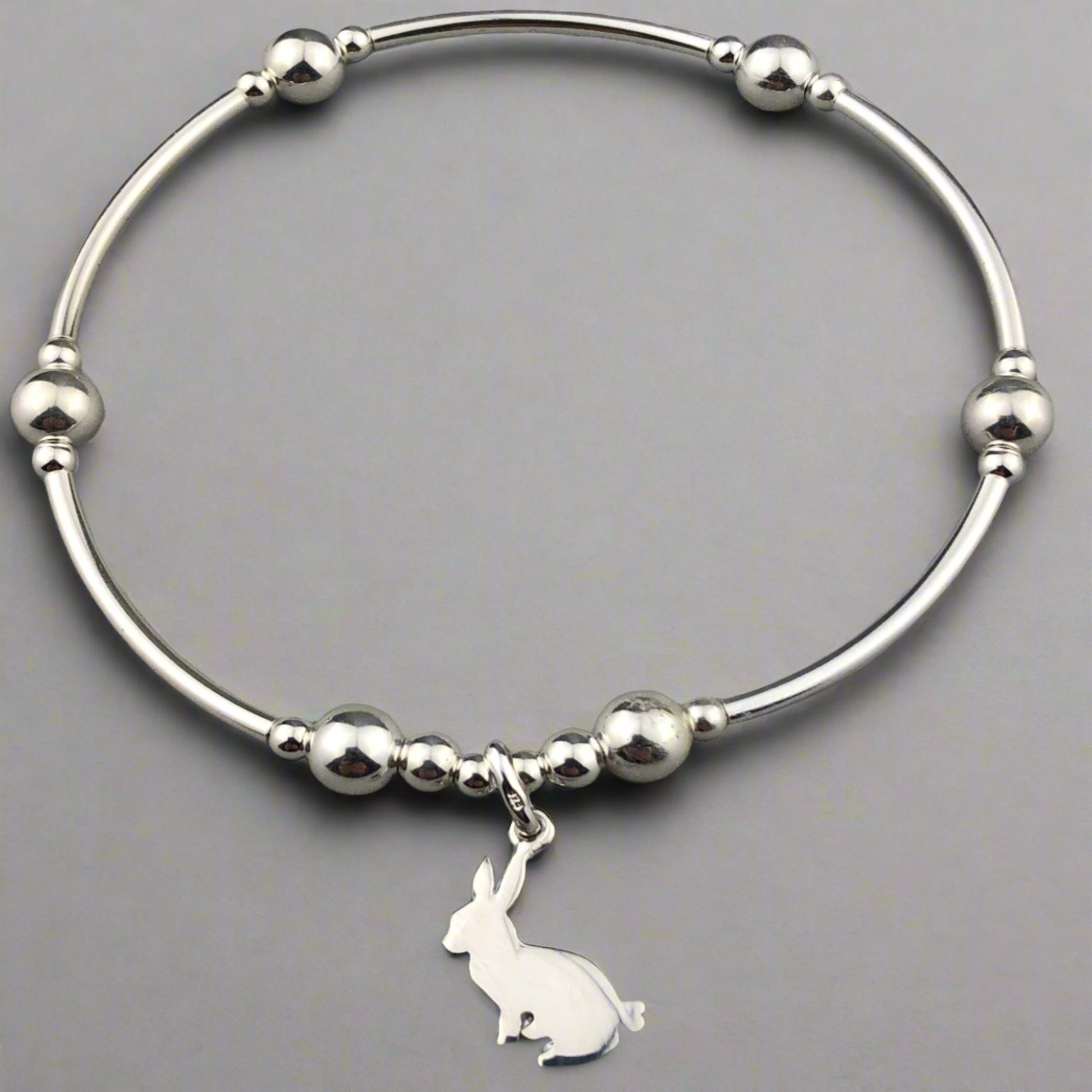 Rabbit Charm Women's Sterling Silver Stacking Bracelet by My Silver Wish