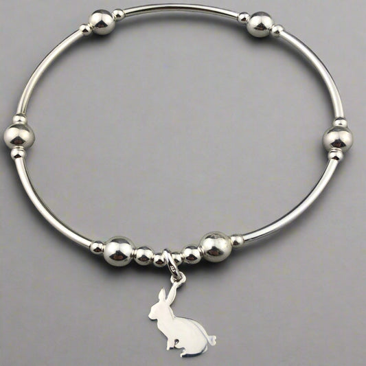 Rabbit Charm Women's Sterling Silver Stacking Bracelet by My Silver Wish