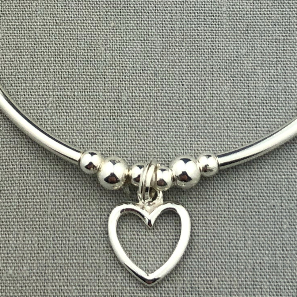 Open heart charm sterling silver stacking charm bracelet by My Silver Wish