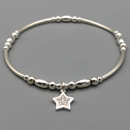 Star charm sterling silver stacking charm bracelet by My Silver Wish