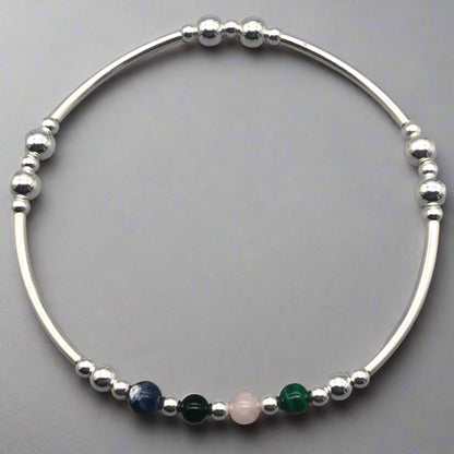 Anxiety support healing crystal sterling silver women's stacking charm bracelet by My Silver Wish