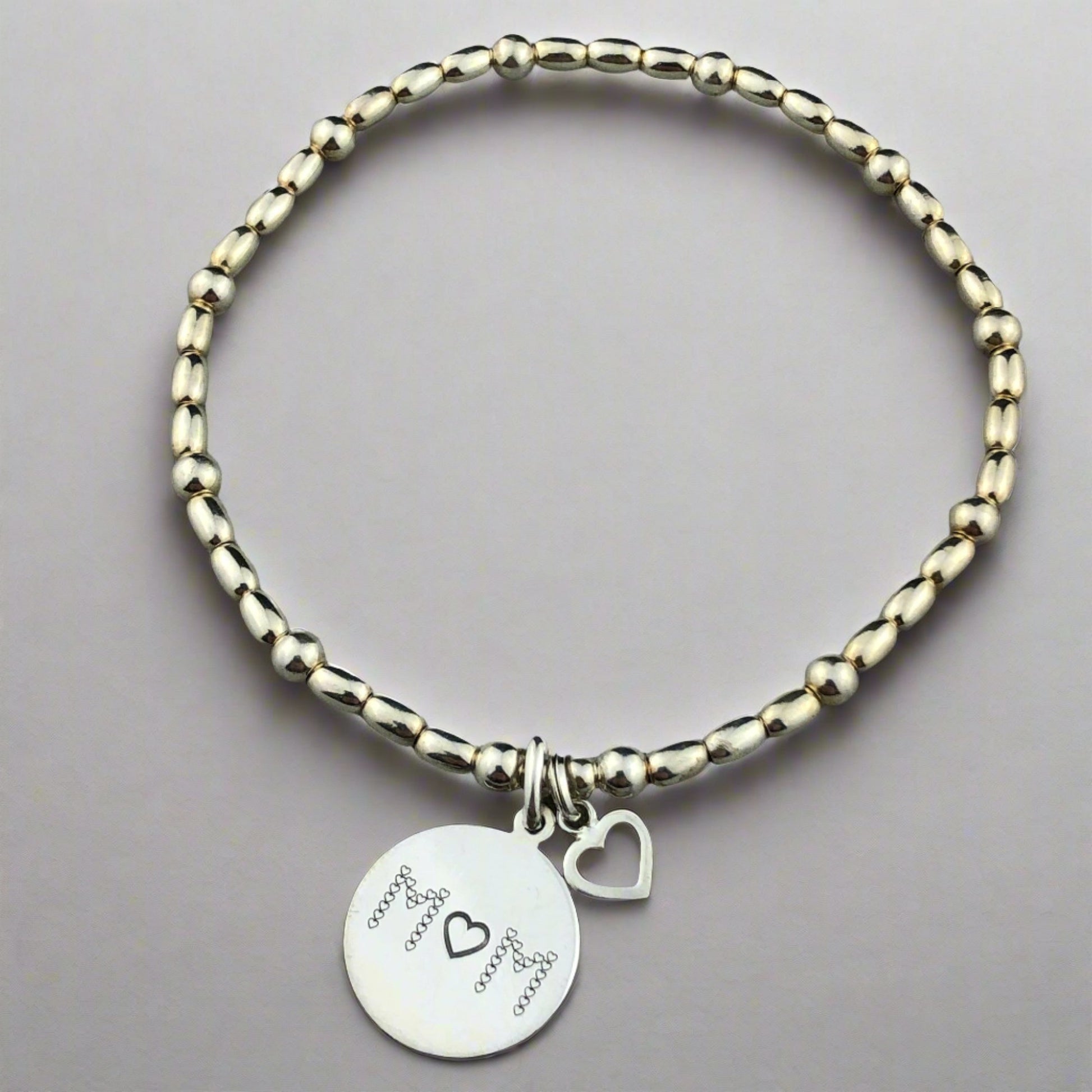 "Mum" sterling silver hand-made women's stacking charm bracelet by My Silver Wish