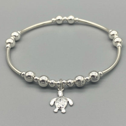 Sea Turtle Charm Sterling Silver Women's Stacking Bracelet by My Silver Wish