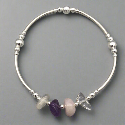 Aquarius zodiac star sign women's sterling silver charm stacking bracelet by My Silver Wish