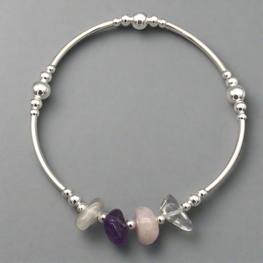 Aquarius zodiac star sign women's sterling silver charm stacking bracelet by My Silver Wish