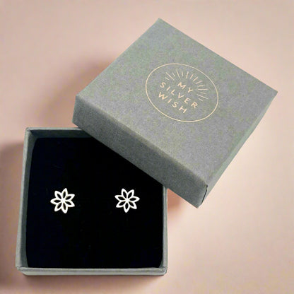 Lily Flower Sterling Silver Stud Earrings by My Silver Wish