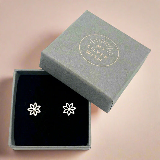 Lily Flower Sterling Silver Stud Earrings by My Silver Wish